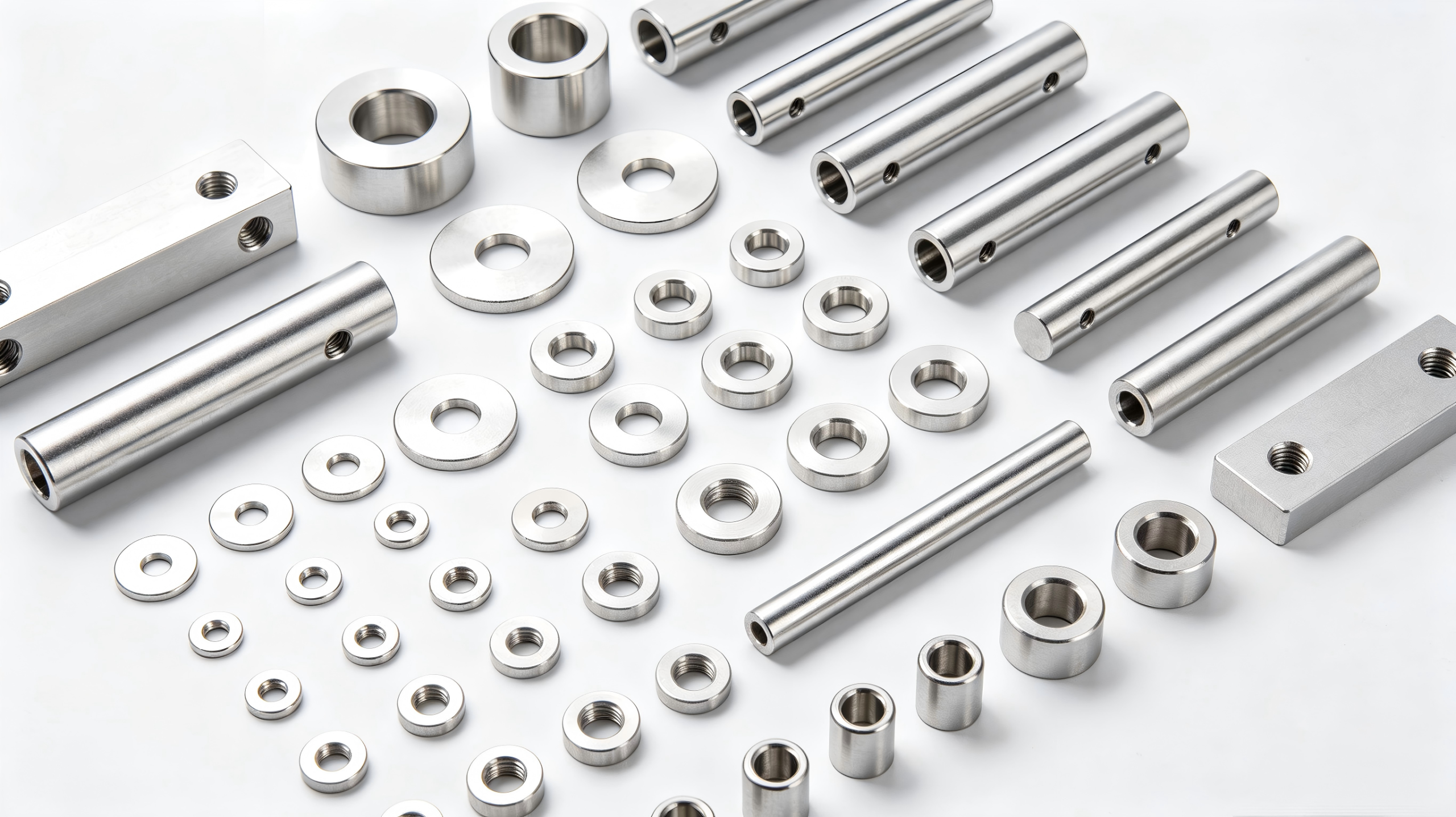 Bulk aluminum standard CNC parts wholesale, spacers washers bushings in stock
